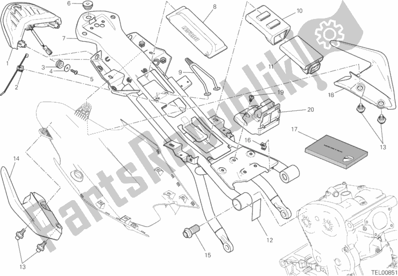 Todas as partes de Quadro Traseiro Comp. Do Ducati Monster 821 Brasil 2016